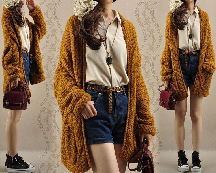 Casual Solid Color Knitted Long Cardigan