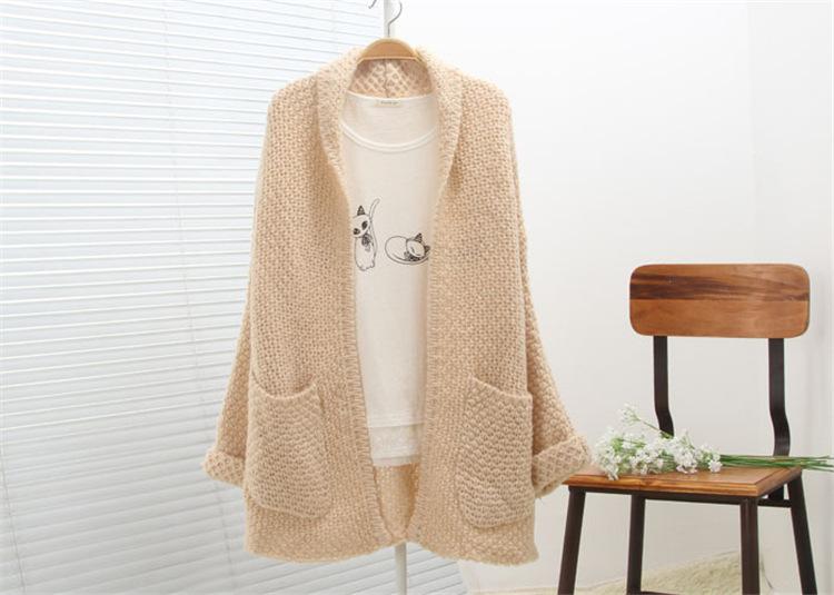 Casual Solid Color Knitted Long Cardigan