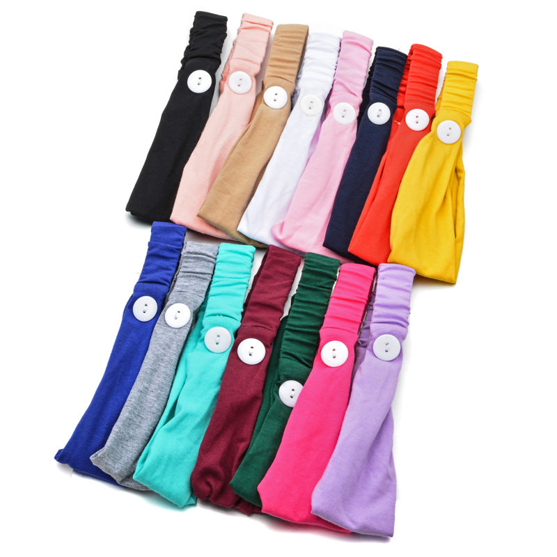 Solid Color Button Mask Hair Band Anti-strangulation Cotton Elastic Yoga Fitness for Men and Women Sports Wash Hair Accessories Can Be Customized