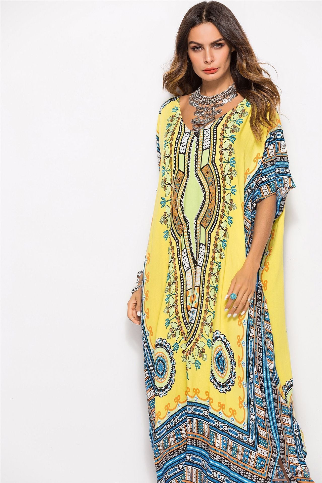 Fashion Floral Loose Beach Kaftan Dress