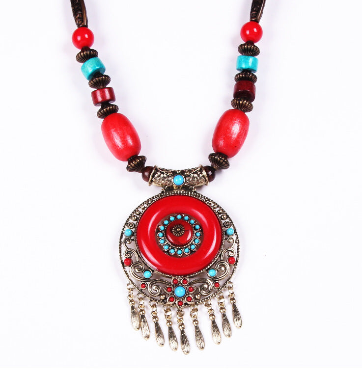 Bohemian Ethnic Style Hand-Woven Colorful Jewel Necklace