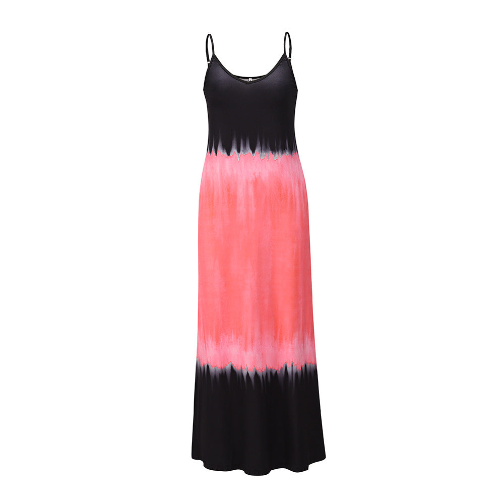 New Gradient Sleeveless Suspender Long Dress