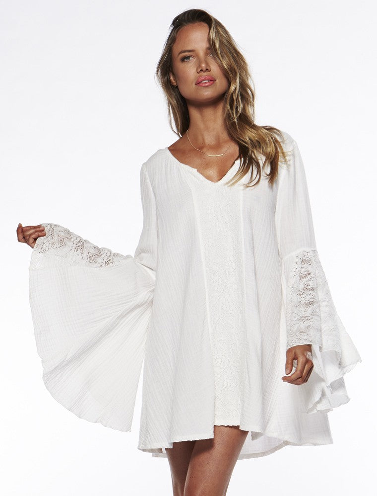 New Women's V-neck Loose Oversized Trumpet Sleeve Dress