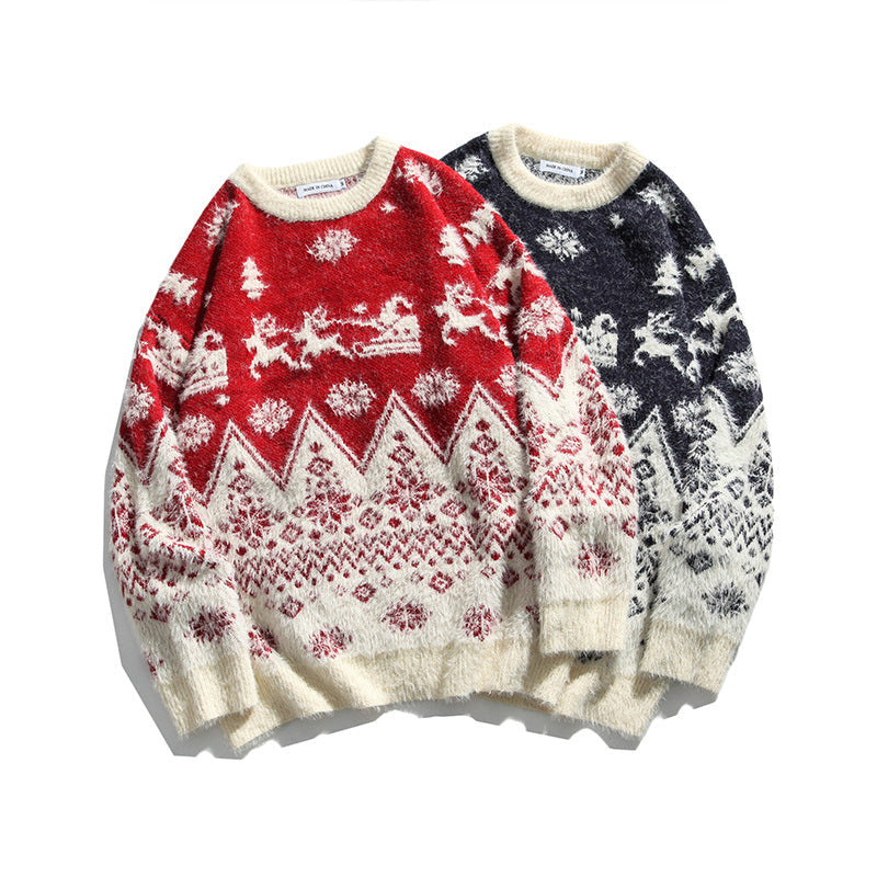 Loose Casual Couple Sweater Pullover Long Sleeve Korean Christmas Cartoon Sweater