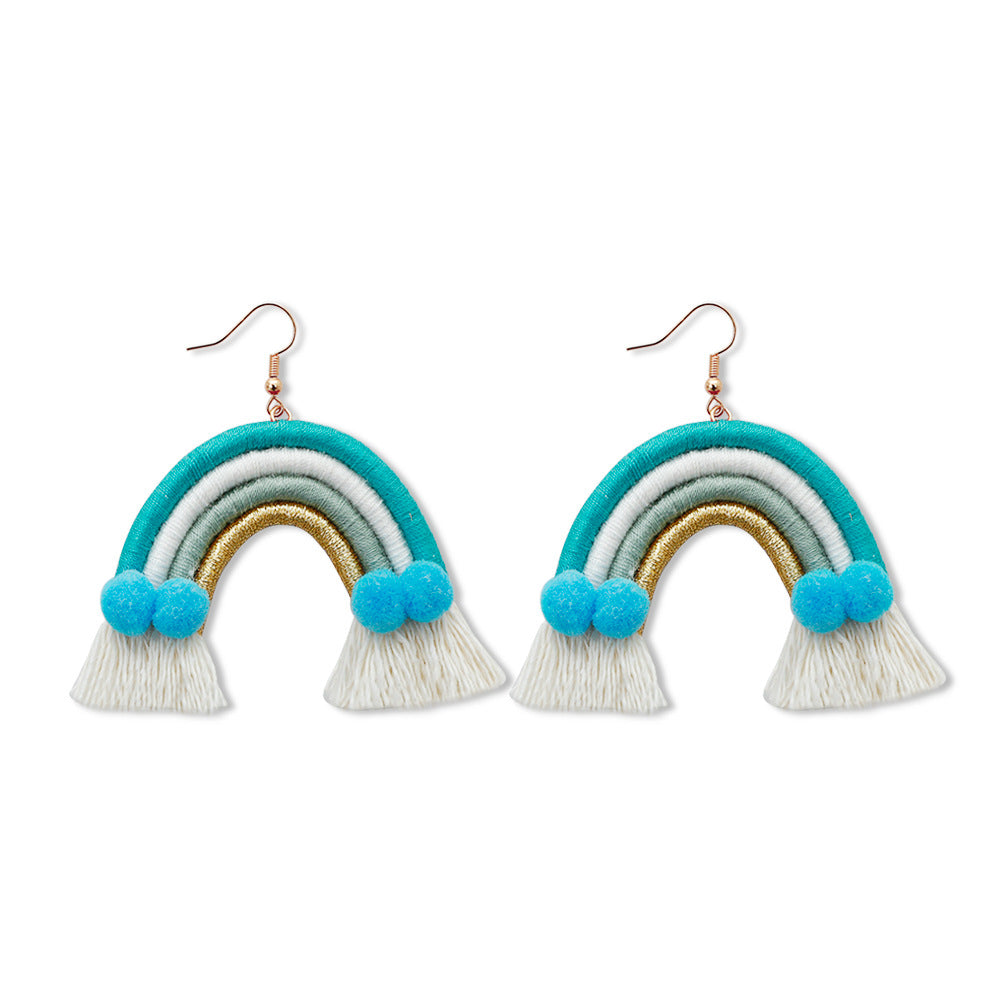 Christmas Earrings female creative cartoon christmas Bohemian tassel woven handmade earrings