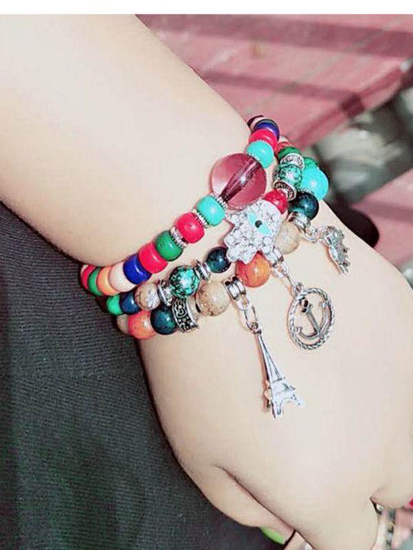 Bohemian Ethnic Style Multi-Layer Elastic Beaded Winding Bracelet