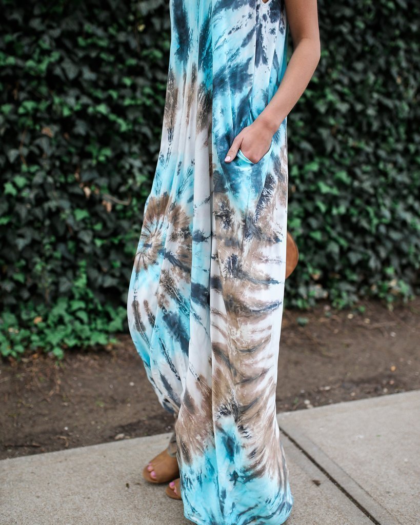 Spaghetti Strap Print Beach Maxi Dress