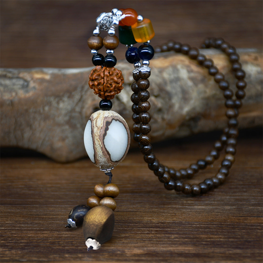 Nepal handmade original pendant wooden bead necklace female beads retro art necklace sweater chain clothing accessories