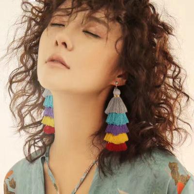 Handmade long tassel colorful bohemia style statement fashion party