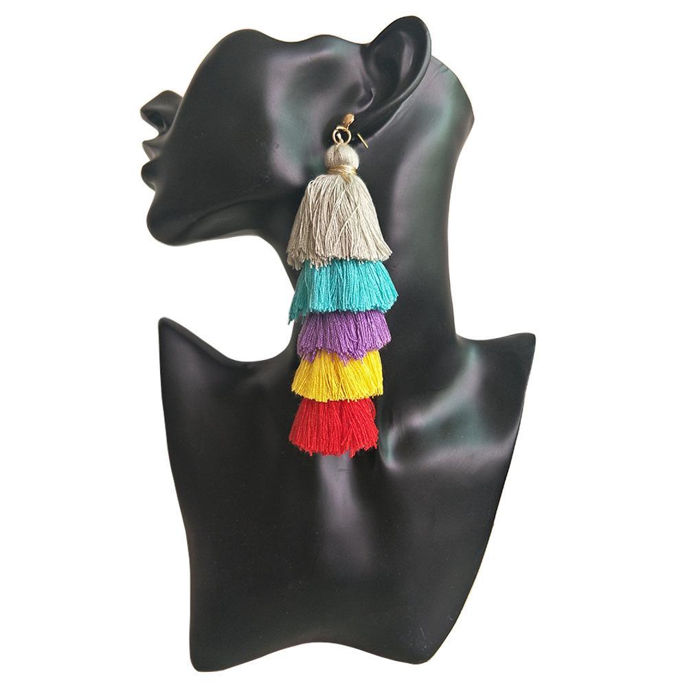 Handmade long tassel colorful bohemia style statement fashion party