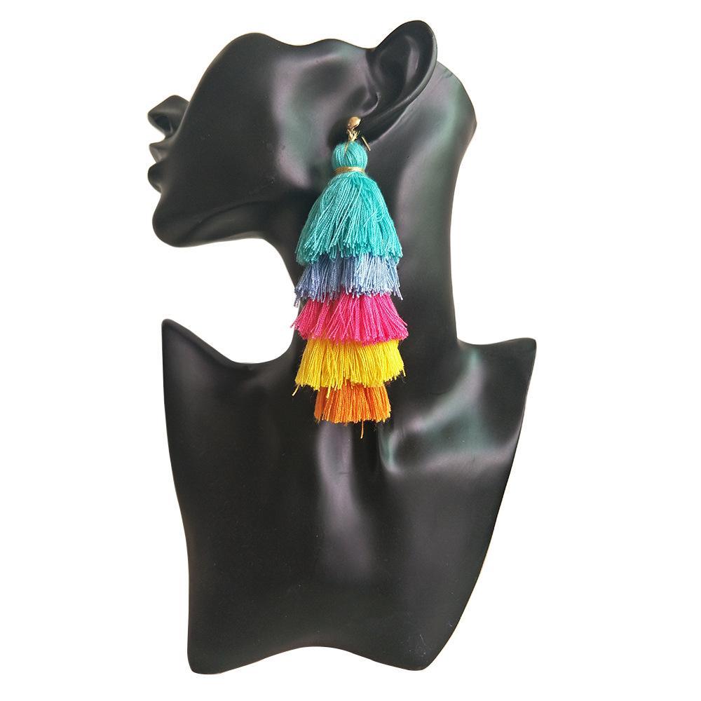 Handmade long tassel colorful bohemia style statement fashion party