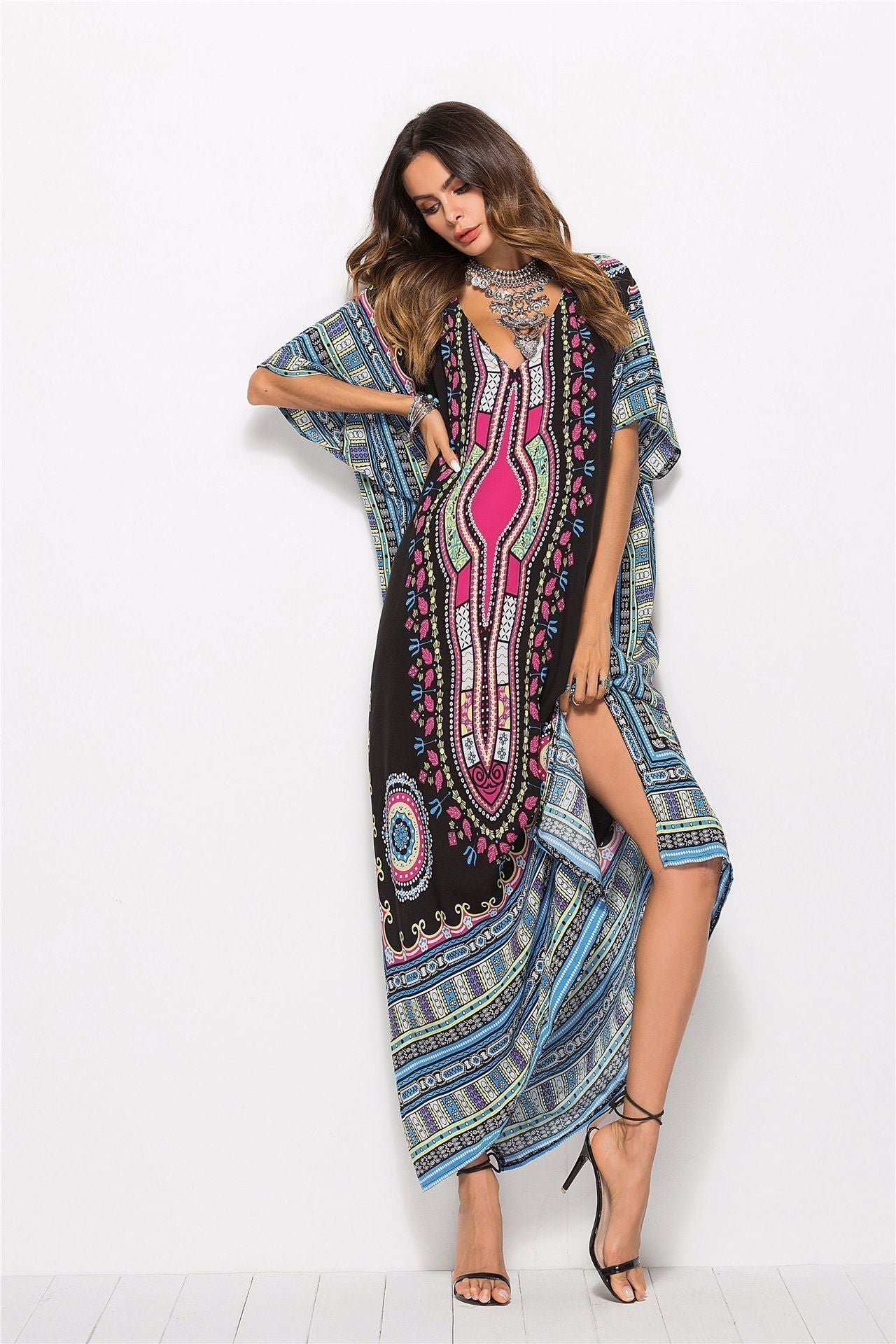 Fashion Floral Loose Beach Kaftan Dress