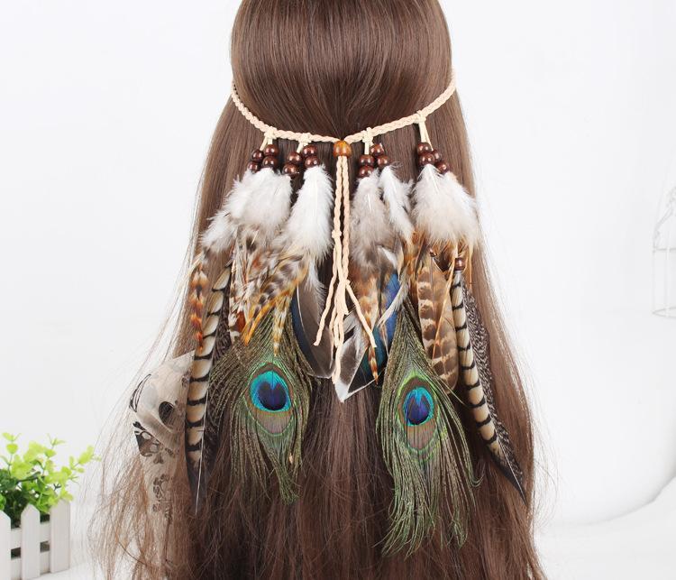 Gypsy Indian Hippie Bohemian Feather Hair Band Headwear