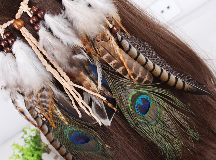 Gypsy Indian Hippie Bohemian Feather Hair Band Headwear