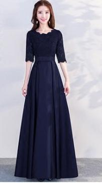 Spring New Long Sleeves Bridesmaid Evening Dress