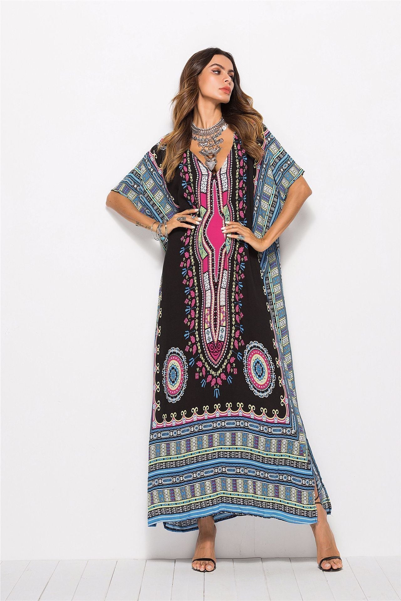 Fashion Floral Loose Beach Kaftan Dress