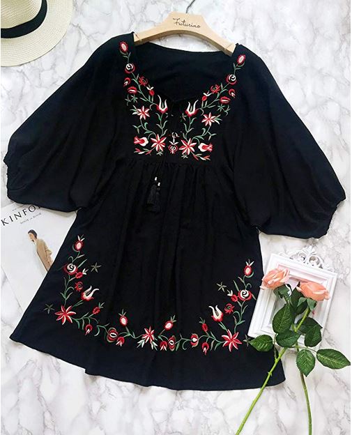 Bohemian Embroidery Floral Mini Dress