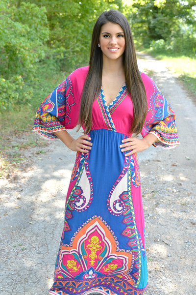 Boho Exotic Thailand Floral Printed Maxi Dress