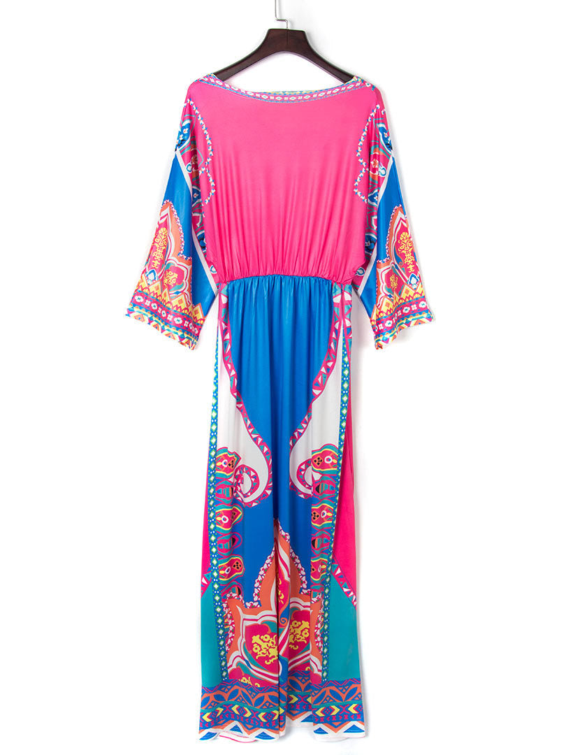 Boho Exotic Thailand Floral Printed Maxi Dress