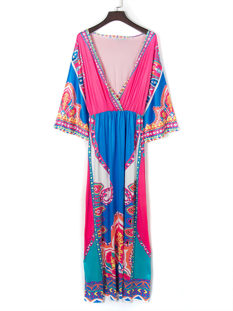 Boho Exotic Thailand Floral Printed Maxi Dress