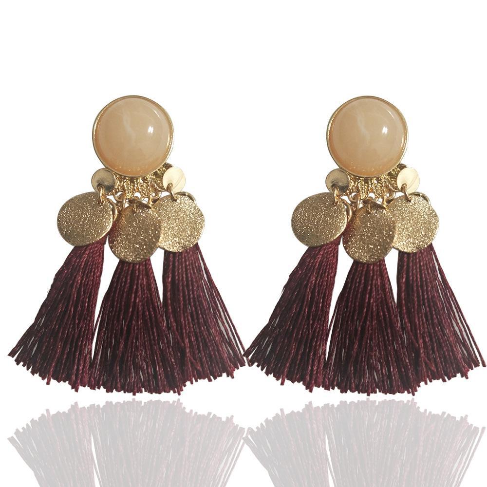 Geometric tassel earrings ethnic exaggerated retro wild tassel earrings