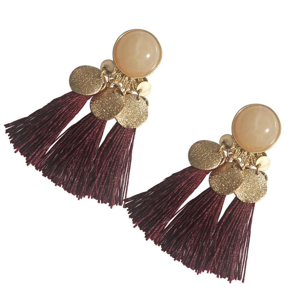 Geometric tassel earrings ethnic exaggerated retro wild tassel earrings