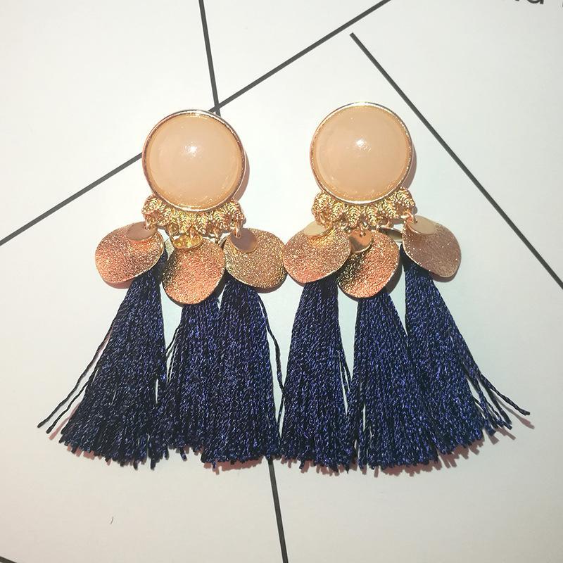 Geometric tassel earrings ethnic exaggerated retro wild tassel earrings