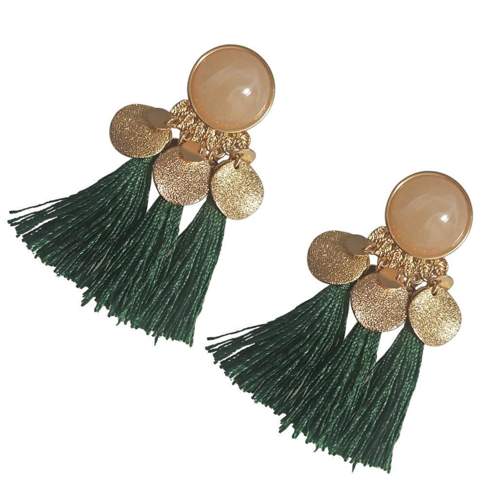 Geometric tassel earrings ethnic exaggerated retro wild tassel earrings