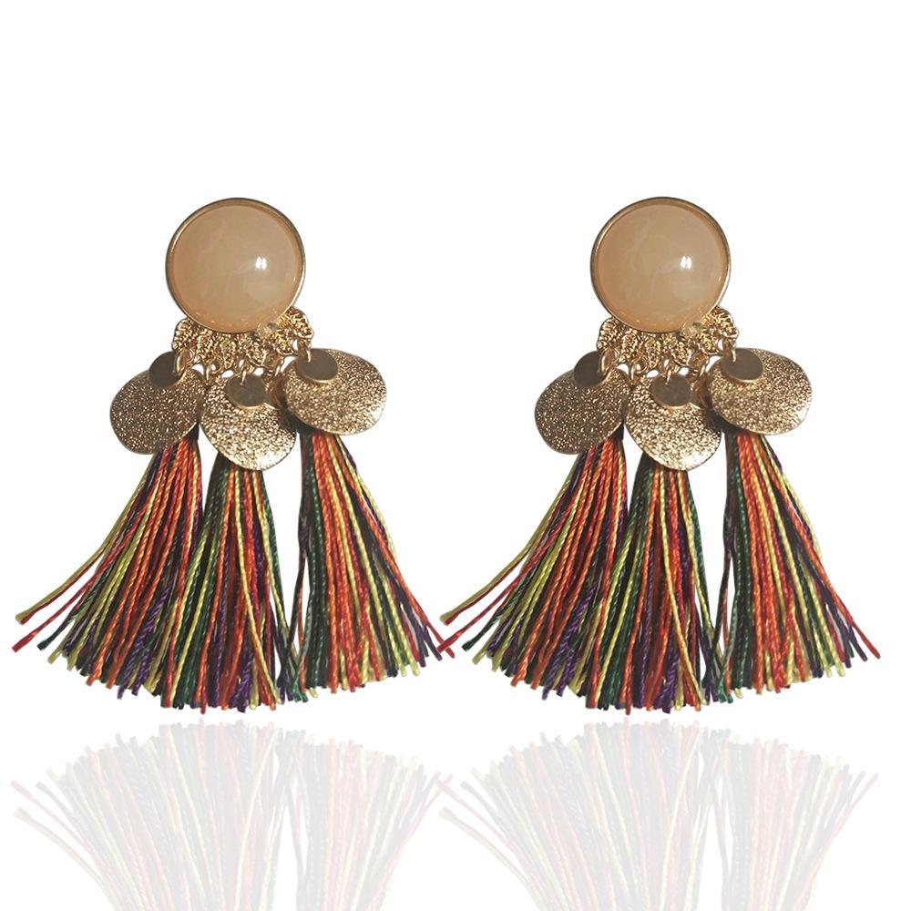 Geometric tassel earrings ethnic exaggerated retro wild tassel earrings