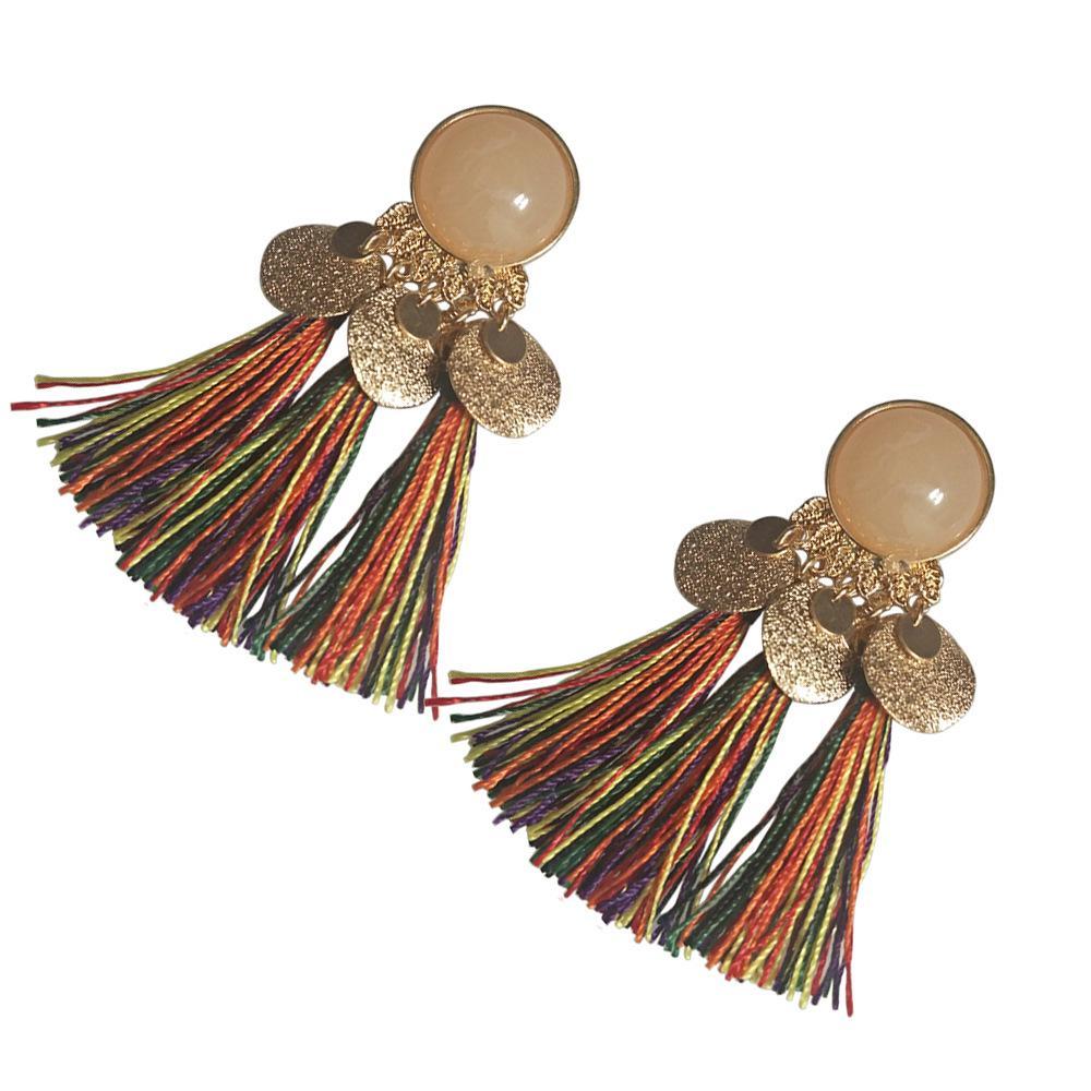 Geometric tassel earrings ethnic exaggerated retro wild tassel earrings