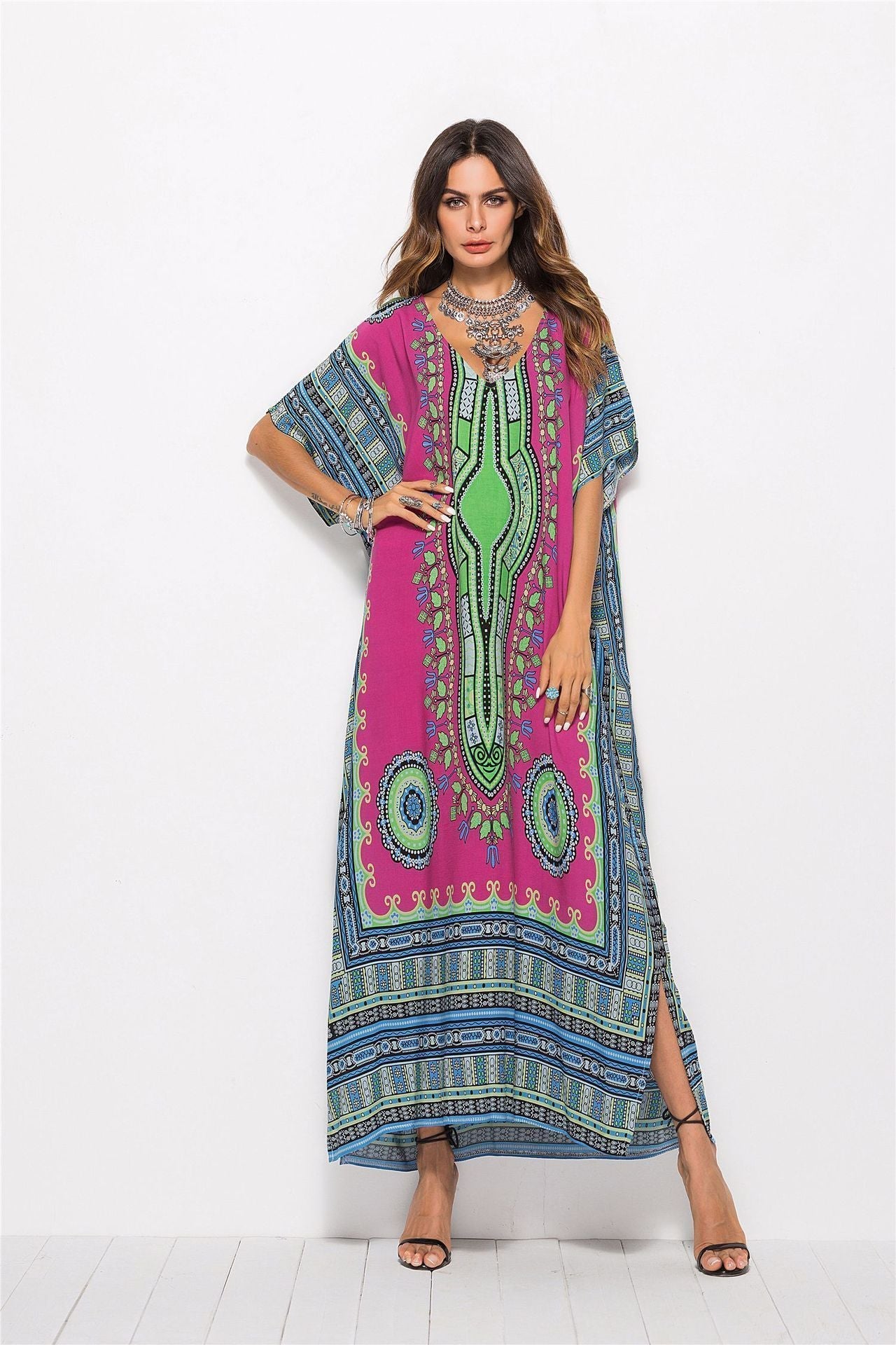 Fashion Floral Loose Beach Kaftan Dress