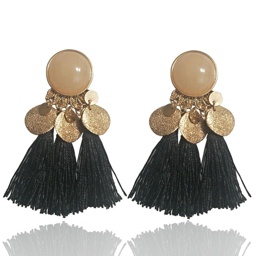 Geometric tassel earrings ethnic exaggerated retro wild tassel earrings