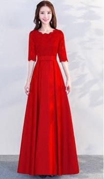 Spring New Long Sleeves Bridesmaid Evening Dress