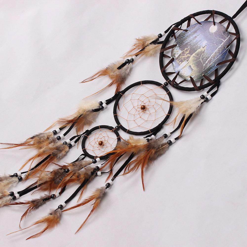 Boho Wolf Print Dream Catcher Wall Hanging Home Decor
