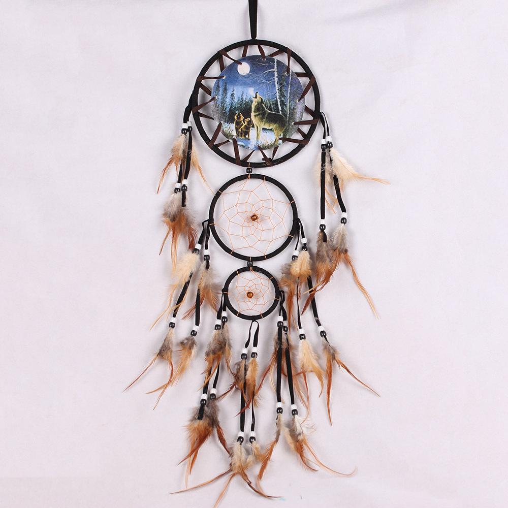 Boho Wolf Print Dream Catcher Wall Hanging Home Decor