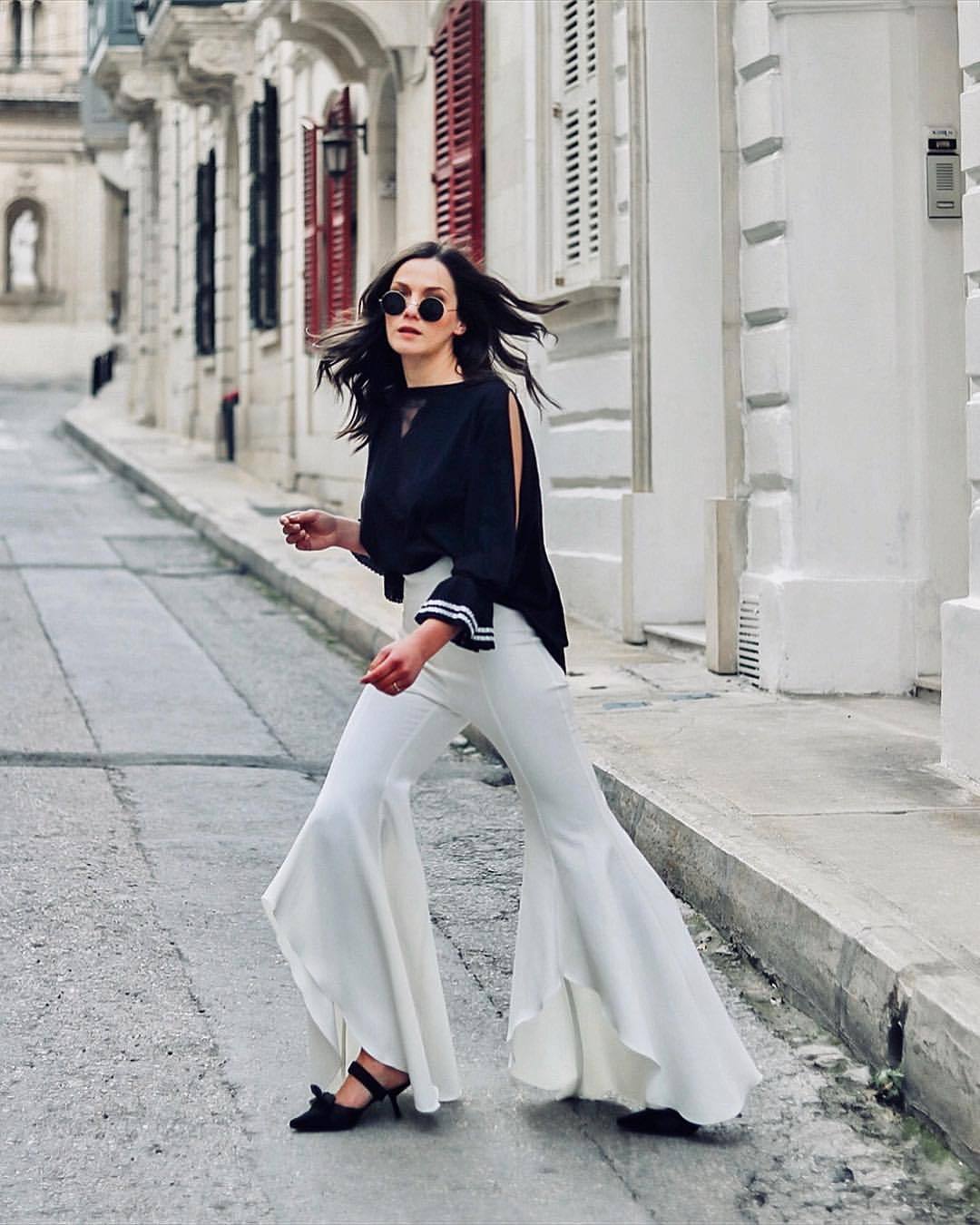 Bohemian Asymmetrical White Opened Flare Pants