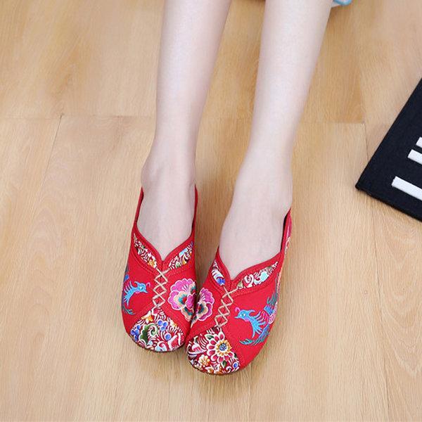 Phoenix Embroidered Old peking Vintage Flat Shoes