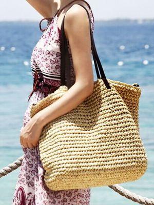 Straw Bag Beach Bag Grass Bag Simple Crochet Bag Rattan