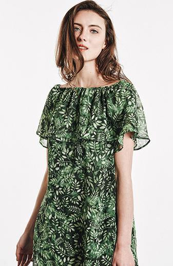 Printed Chiffon Short Sleeve Short Mini Dress