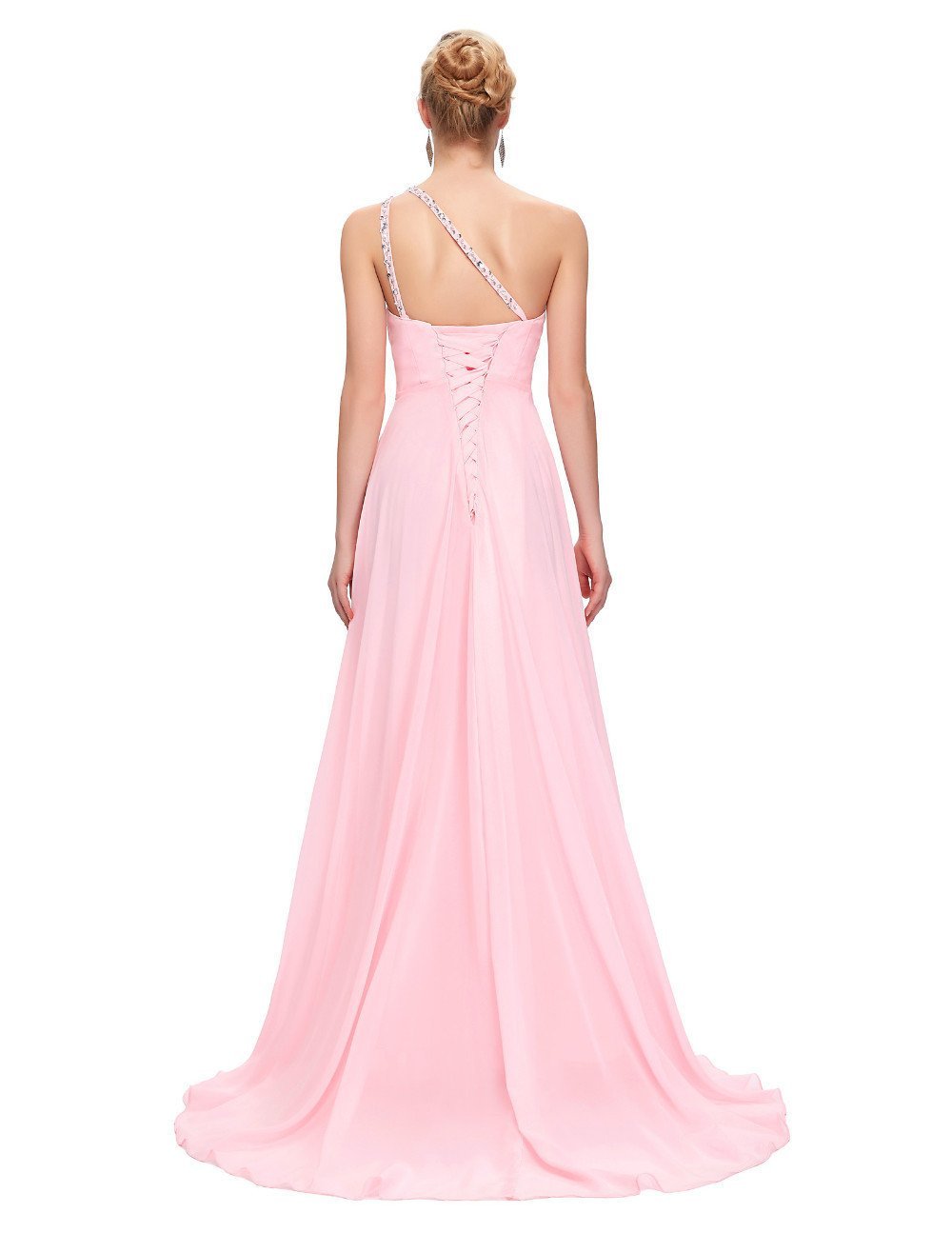 Sleeveless One Shoulder Evening Maxi Dress