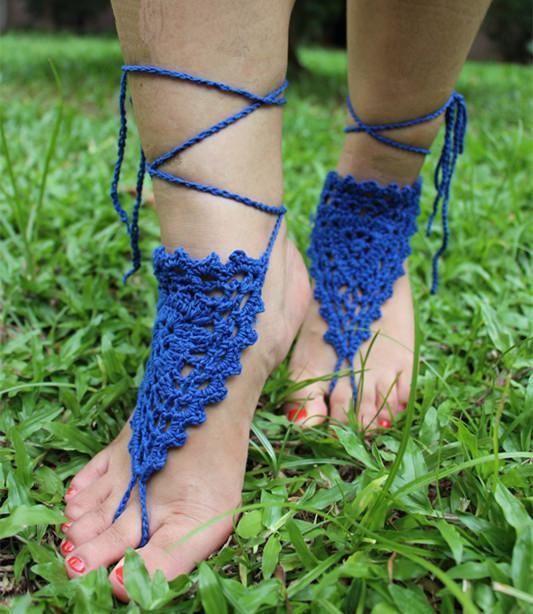 Handmade cotton thread flower anklet bracelet - 2