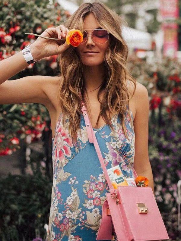 Vacation Style Flower Print Beach Sling Dress