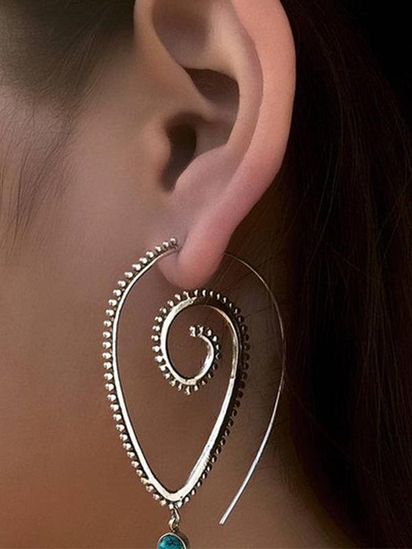 Exaggerated Retro Style Boho Hippy Spiral Earrings