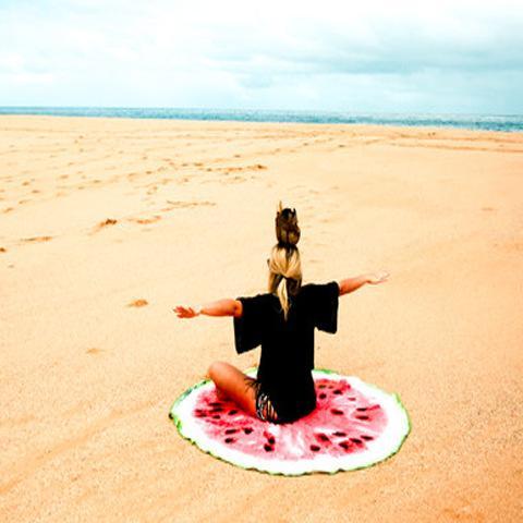 Hot Sale Creative watermelon printed sunscreen beach towel round bath towel shawl outdoor yoga mat