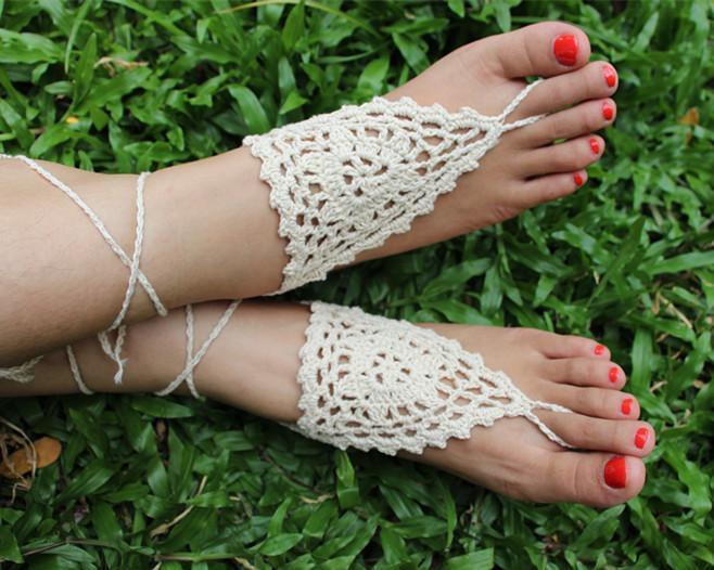 Handmade cotton thread flower anklet bracelet - 2