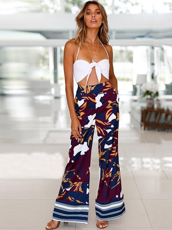 Boho Print High Waist Wide Leg Pants