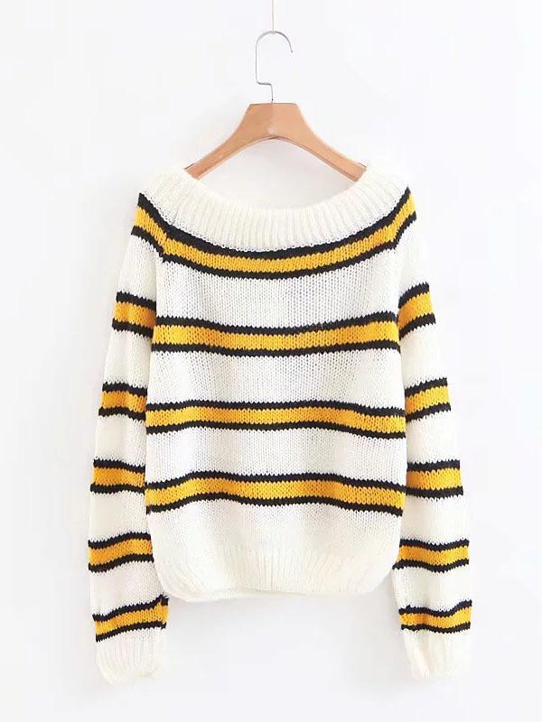 2018 Winter Knit Long Sleeve Stripe Sweater