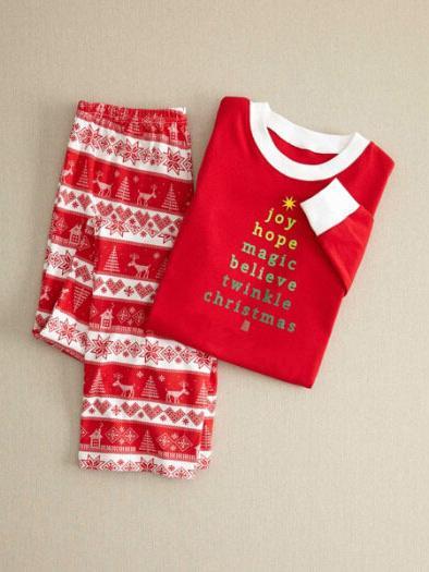 Christmas Day Plus Size Family Clothing Pajamas Autumn Winter Long Sleeve Letter Print Top And Long Print Pants Trousers One Set