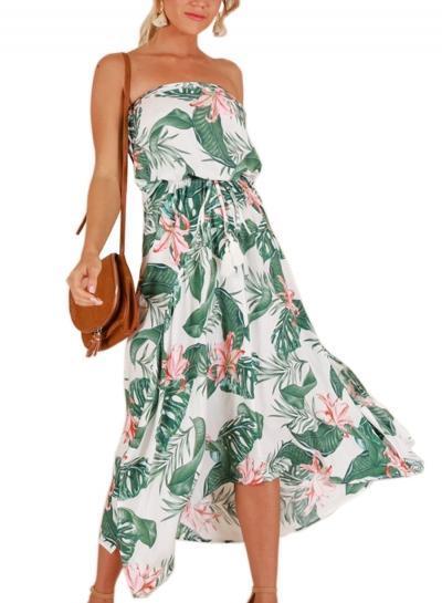 Print Off Shoulder Beach Maxi Dress