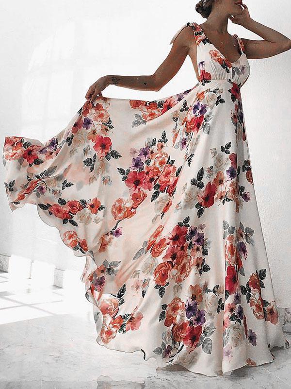 Flower Backless Bohemia Maxi Long Dress